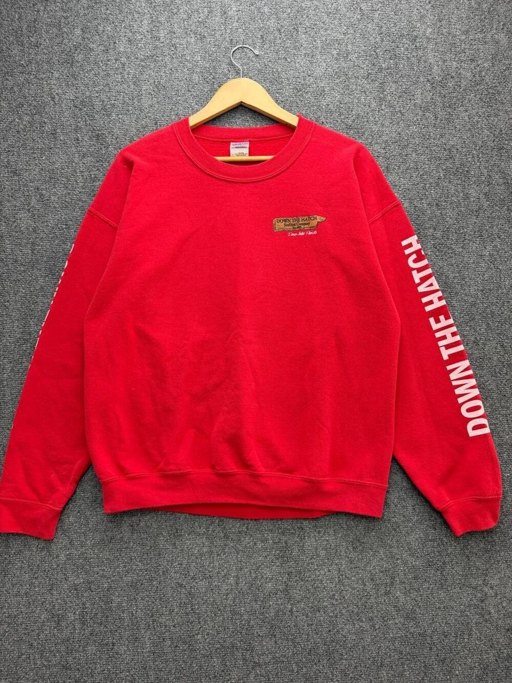 Gildan Unisex L Red Down the Hatch Ponce Inlet Florida Sweatshirt